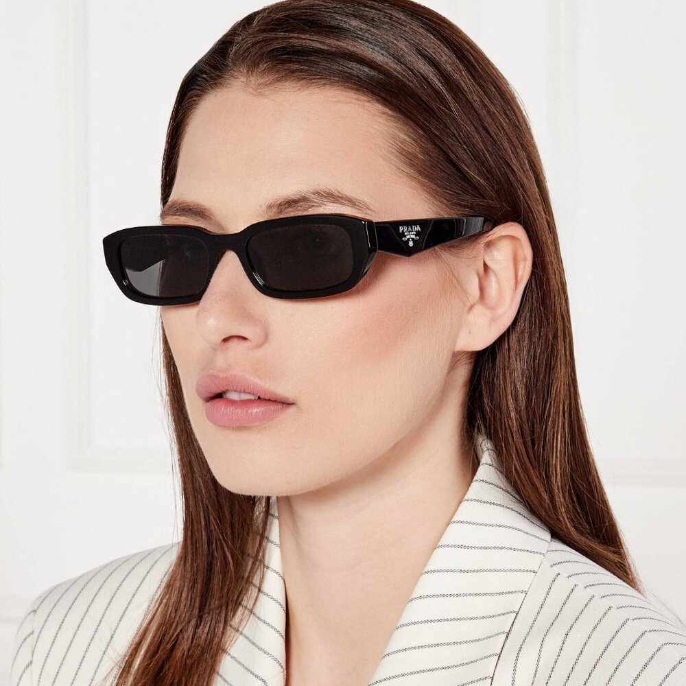 Prada Women’s Black Frame Sunglasses with Smoky Lenses Prada - Prada Symbole - Oversized Sunglasses - Black  main image 3